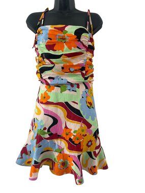 Oasis strappy  linen blend  multicolored dress size US 10 UK 14  gorgeous dress